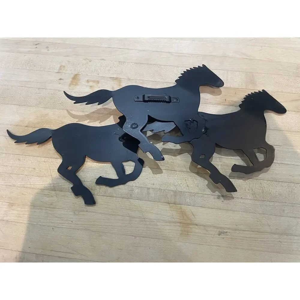 Vintage Rustic Metal Wild Horses Wall Decor Art Home Interiors 15.5
